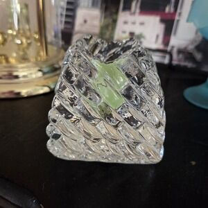 Kosta Boda Vintage Crystal Basket Weave Tea Light Candle Holder Small Square